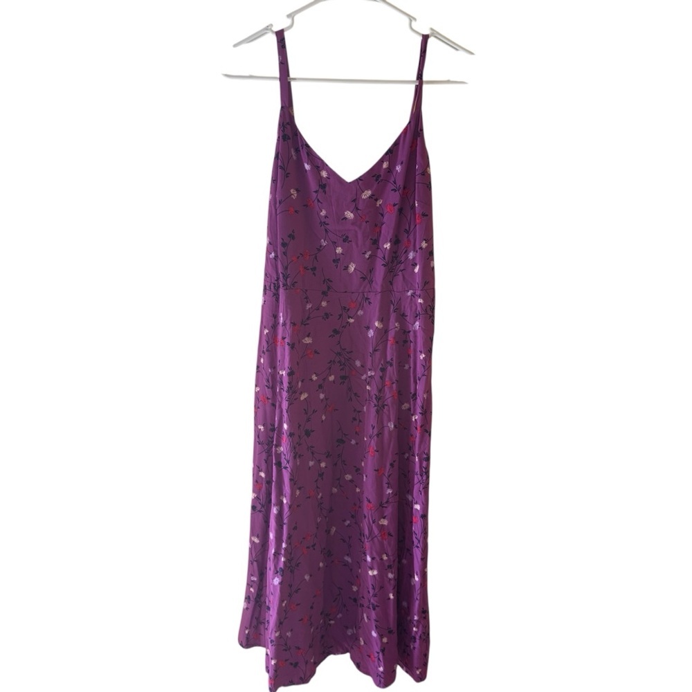 GAP Purple Floral Midi Dress Smocked‎ Bodice Adjustable Straps Small